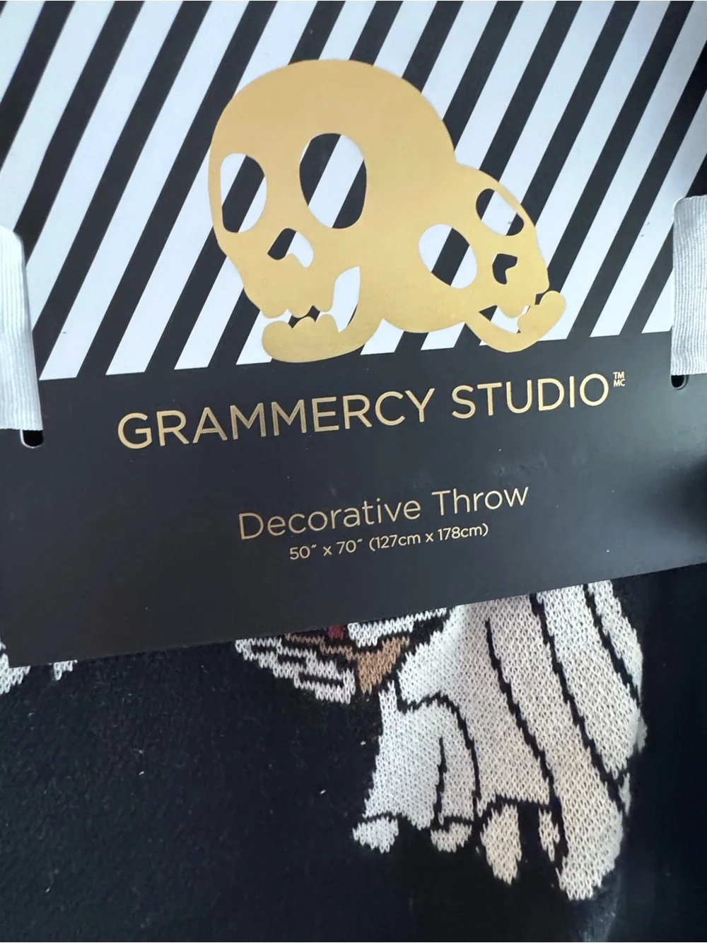 Gramercy Studio Black Ghost Book Decorative Ruffle Throw NEW